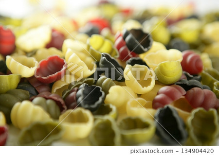 Italian pasta texture, clam shell shape Italian pasta texture, clam shell shape 134904420