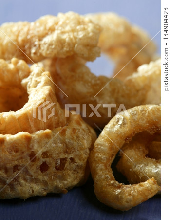 Crispy pork salted rind, fat junk appetizer 134904423