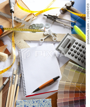 Architect desk designer workplace spiral notebook Architect desk designer workplace spiral notebook 134904459