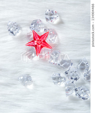 christmas red crystal star on ice cubes and fur christmas red crystal star on ice cubes and fur 134904466