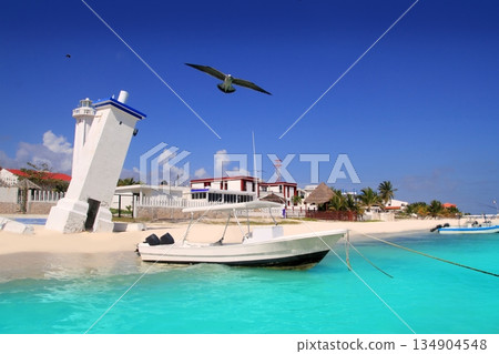 Puerto Morelos beach Mayan riviera Caribbean sea 134904548