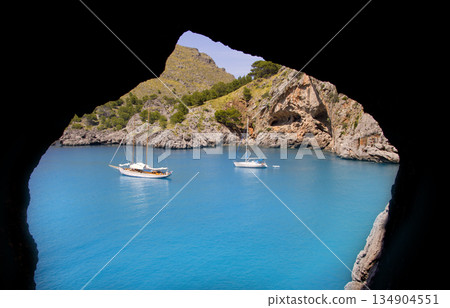 Escorca Sa Calobra view from a cave in Mallorca 134904551