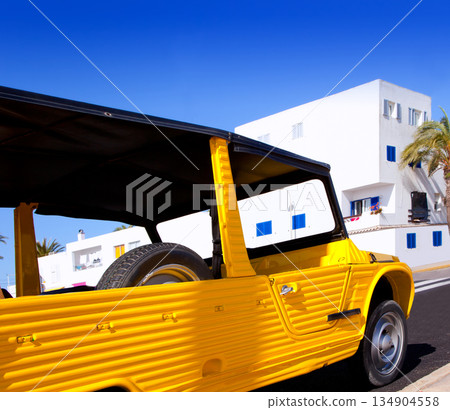 Balearic Formentera island La savina with retro car Balearic Formentera island La savina with retro car 134904558