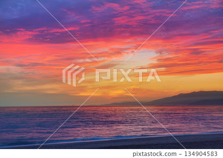 Almeria Cabo de Gata sunset in Mediterranean 134904583