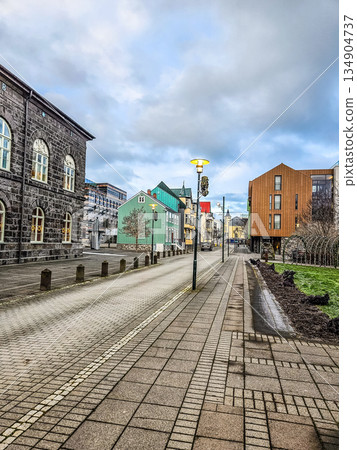Quiet City Street with Modern and Historic Architecture Quiet City Street with Modern and Historic Architecture 134904737