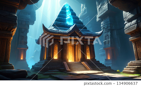 golden buddha statue in temple 134906637