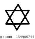 Hand Drawn Six-Pointed Star of David Icon - Jewish Symbol 134906744