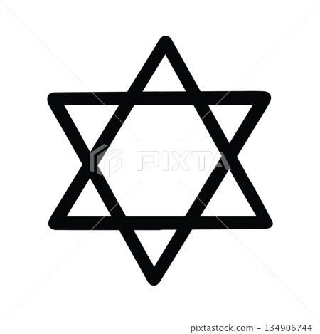 Hand Drawn Six-Pointed Star of David Icon - Jewish Symbol 134906744