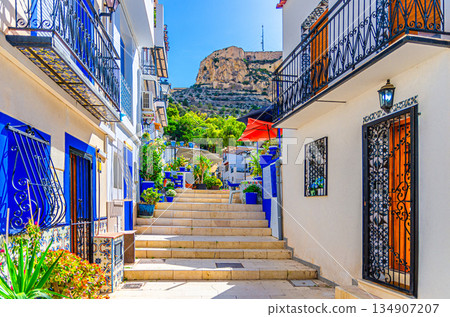Alicante old town Barrio de Santa Cruz neighborhood 134907207