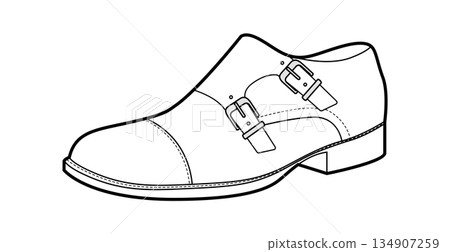 Monkstrap mens double buckle single shoe line. Twin strap leather footwear modern formal smart casual style. Technical Monkstrap mens double buckle single shoe line. Twin strap leather footwear modern formal smart casual style. Technical 134907259