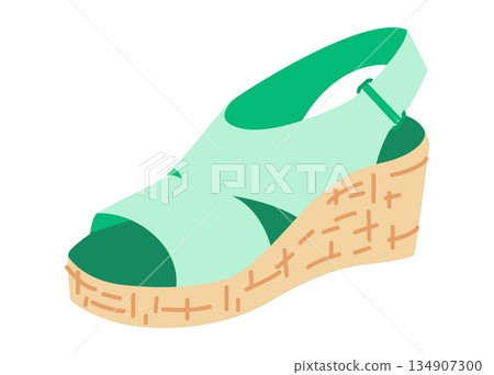 Mint espadrille wedge sandal shoe women flat. Peep toe slingback sandal with jute wedge for sunny holiday outfit relaxed 134907300