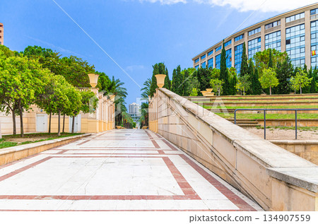 Auditori Julio Iglesias Auditorium in L'Aiguera Parc Park in Old town Benidorm city historic centre in summer day, Valencian Community, Spain Auditori Julio Iglesias Auditorium in L'Aiguera Parc Park in Old town Benidorm city historic centre in summer day, Valencian Community, Spain 134907559