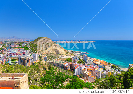 Aerial panoramic view of old town Alicante Aerial panoramic view of old town Alicante 134907615
