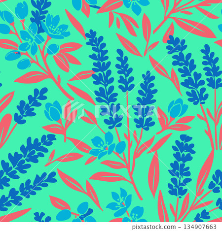 Textile digital flower seamless digital print design. Vector illustration 134907663