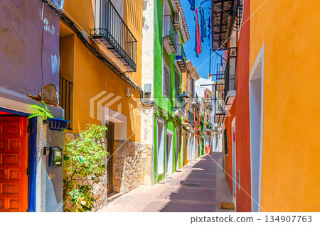 Villajoyosa old town with typical colorful houses 134907763