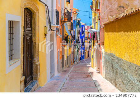 Villajoyosa old town with typical colorful houses 134907772