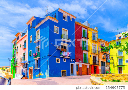 Villajoyosa old town with typical colorful houses 134907775