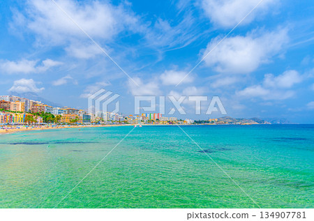 Coastline of Costa Blanca coast of Mediterranean Sea with azure water 134907781