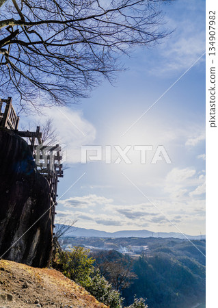 Scenery around Naegi Castle ruins in late autumn Scenery around Naegi Castle ruins in late autumn 134907982