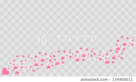 Flying pink and red hearts. March 8 concept Valentine's Day love, romance, spring season 134908011
