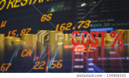 Rising Business Cost Analysis with Financial Market Background 3d render. 134908102