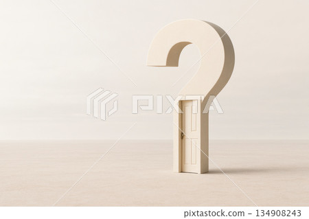 A door in the shape of a question mark. Space for text. A door in the shape of a question mark. Space for text. 134908243