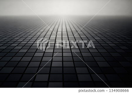 A plane of black squares going into perspective. Space for text. A plane of black squares going into perspective. Space for text. 134908666