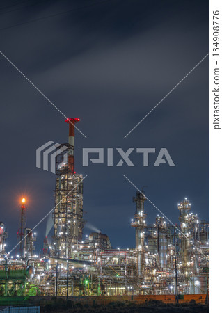 A very beautiful factory night view in Yokkaichi city, Mie prefecture, Japan A very beautiful factory night view in Yokkaichi city, Mie prefecture, Japan 134908776