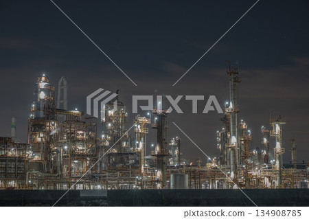 A very beautiful factory night view in Yokkaichi city, Mie prefecture, Japan A very beautiful factory night view in Yokkaichi city, Mie prefecture, Japan 134908785