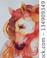 Celebrating the Year of the Horse with vibrant watercolor art for the New Year festival 134909349