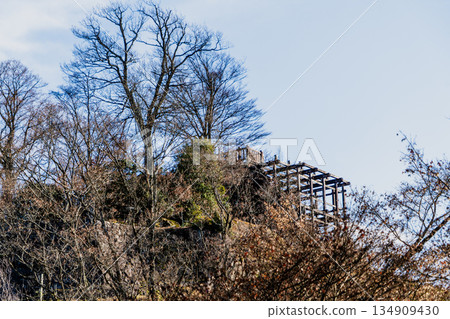 Scenery around Naegi Castle ruins in late autumn Scenery around Naegi Castle ruins in late autumn 134909430