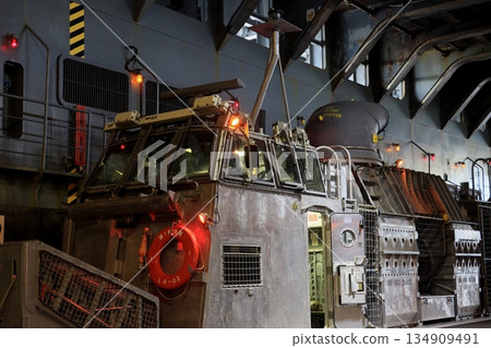 LCAC stored on a transport ship. Inside a Maritime Self-Defense Force transport ship. LCAC stored on a transport ship. Inside a Maritime Self-Defense Force transport ship. 134909491