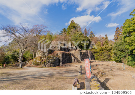 深秋時節苗木城遺址周圍的景色 134909505