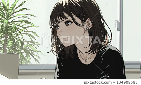 一位年輕女子被一位在會議上演講的男子深深吸引，感覺一段新的戀情即將到來。 134909583