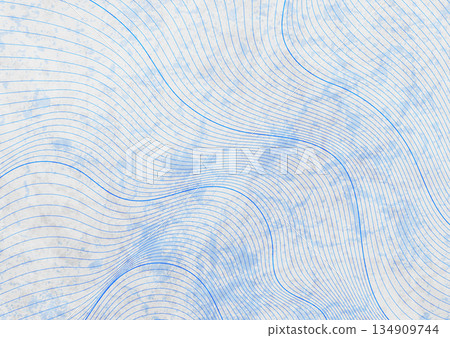 Blue curved linear waves on white grunge background 134909744