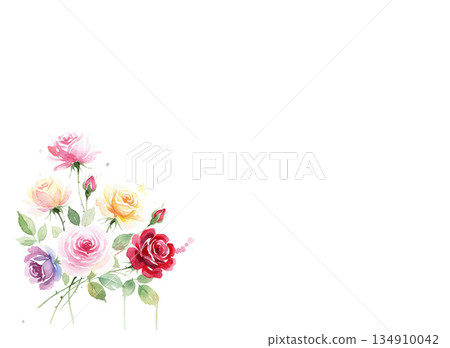 水彩玫瑰背景素材 134910042