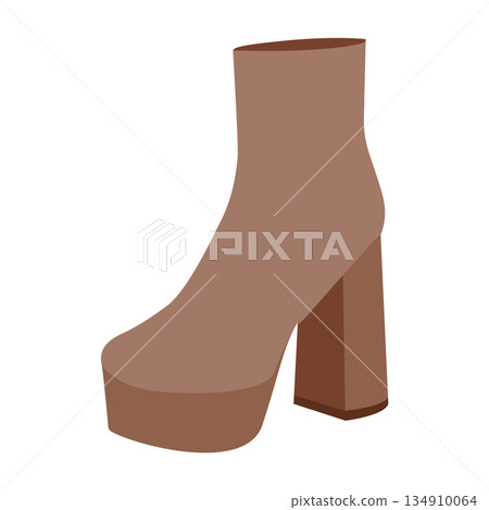 Brown chunky platform block ankle boot women color flat pair. Oversized sole with stacked heel for autumn chic 134910064