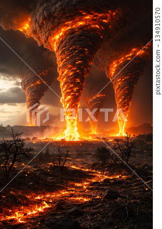 Image of a fiery tornado - AI-generated image 134910570