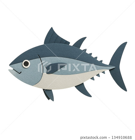 [Sea creatures] Paper craft style tuna illustration 134910688
