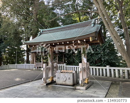 神社的鳥居與綠色景色 神社的鳥居與綠色景色 134910773