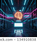 AI intelligence and server room background material 134910838