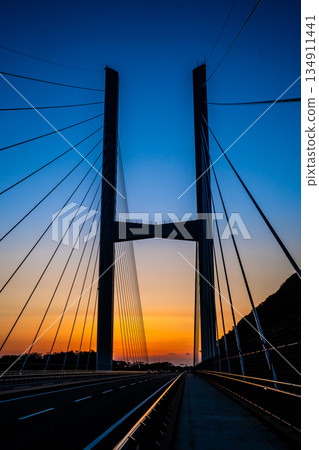 Megami Ohashi Bridge after sunset [Nagasaki City] 134911441