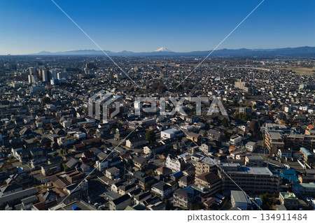 川越市及富士山美景，埼玉縣川越市（無人機空拍） 134911484