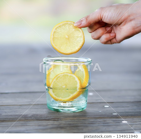 Lemon water to drink in the summer Lemon water to drink in the summer 134911940