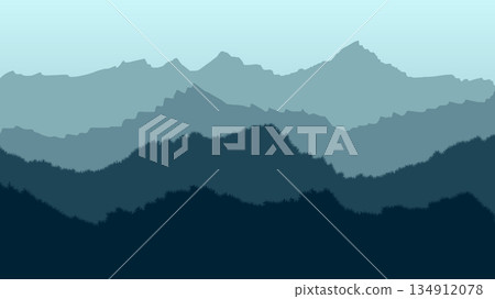 Layered Mountain Silhouette Landscape 134912078