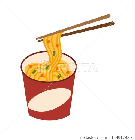 Ramen noodle instant cup with chopsticks Ramen noodle instant cup with chopsticks 134912480
