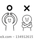Stick figures doing circle/x 134912615