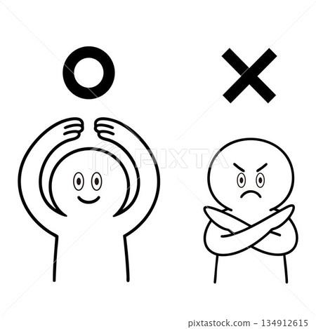 簡筆畫人物畫圓圈/叉 134912615