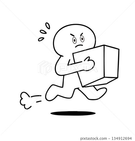 火柴人匆匆忙忙地提著行李 134912694