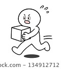 Stickman running and carrying luggage 134912712